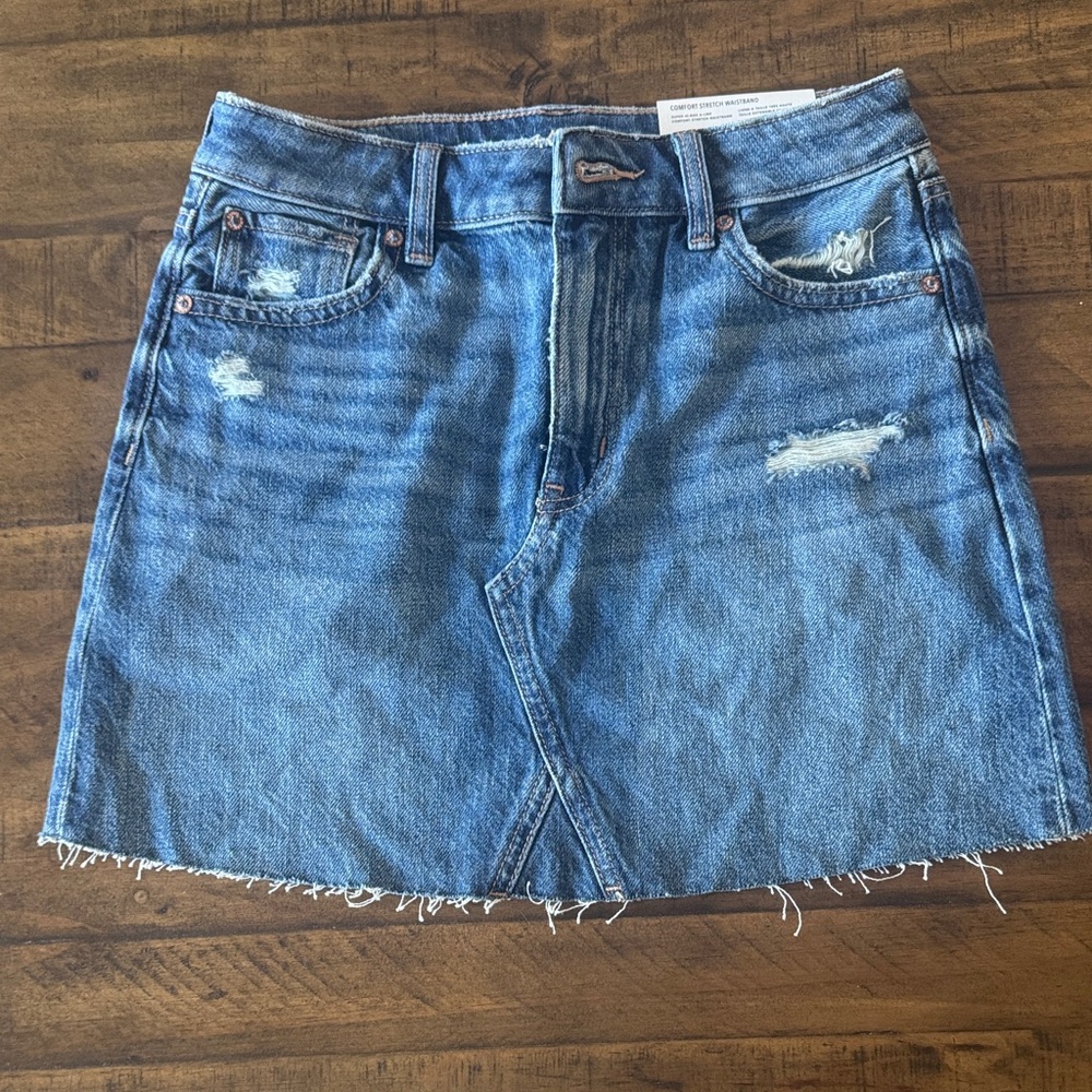 American Eagle Outfitters Distressed Blue Mini Skirt